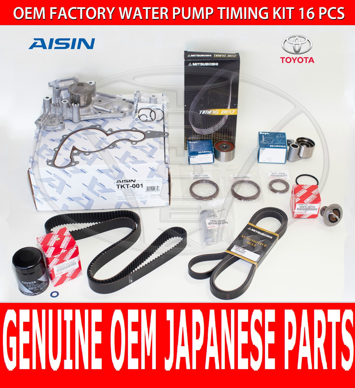 FACTORY NEW LEXUS LS400 OEM COMPLETE TIMING BELT KIT W/ WATER PUMP & DRIVE BELT