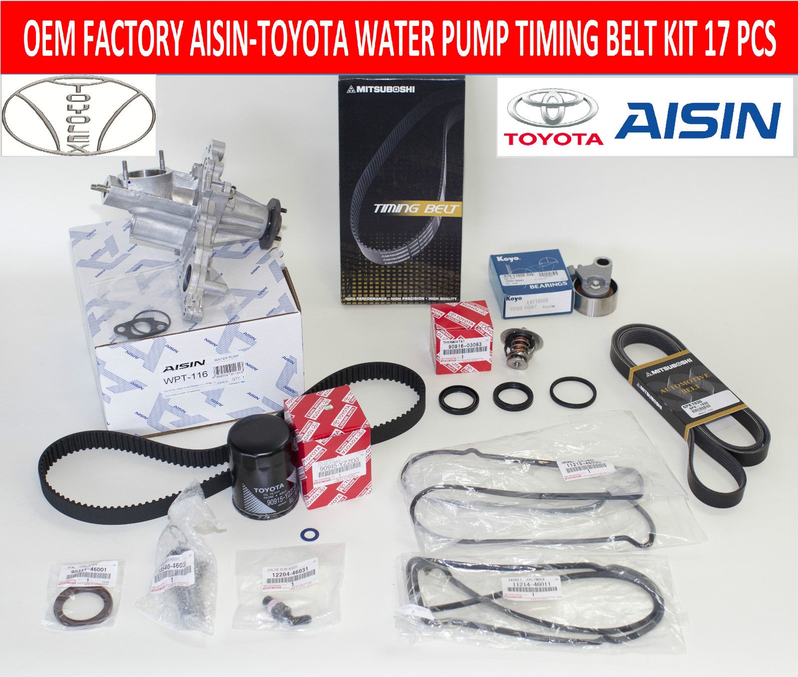 NEW LEXUS GS300 IS300 02-05 COMPLETE FACTORY 17 PCS WATER PUMP TIMING BELT KIT