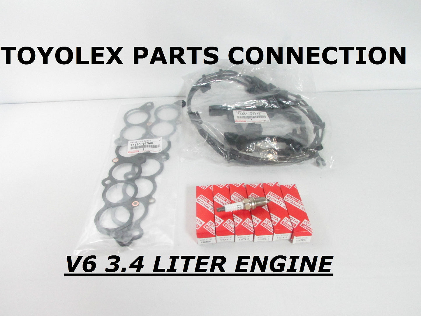 FACTORY NEW GENUINE TOYOTA 3.4 LITER V6 TUNE UP SET W/ WIRES 6 PLUGS & 2 GASKETS