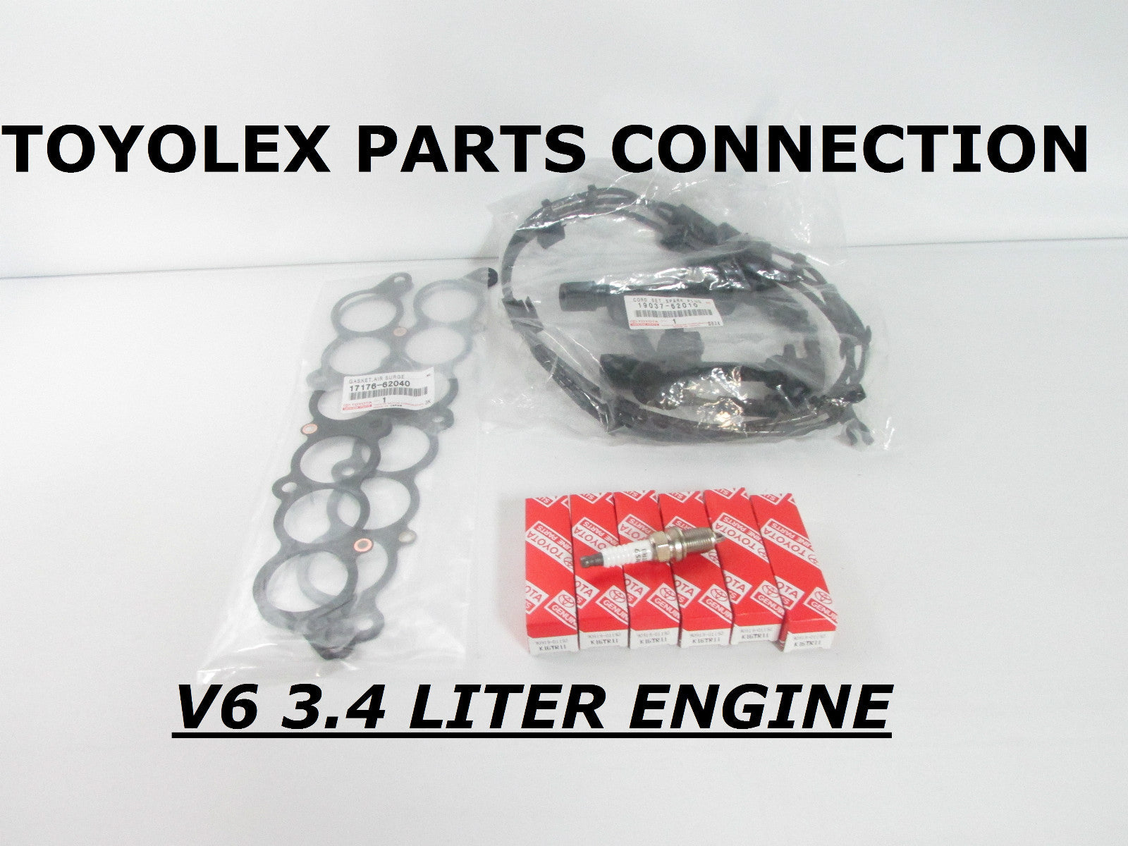 FACTORY NEW GENUINE TOYOTA 3.4 LITER V6 TUNE UP SET W/ WIRES 6 PLUGS & 2 GASKETS