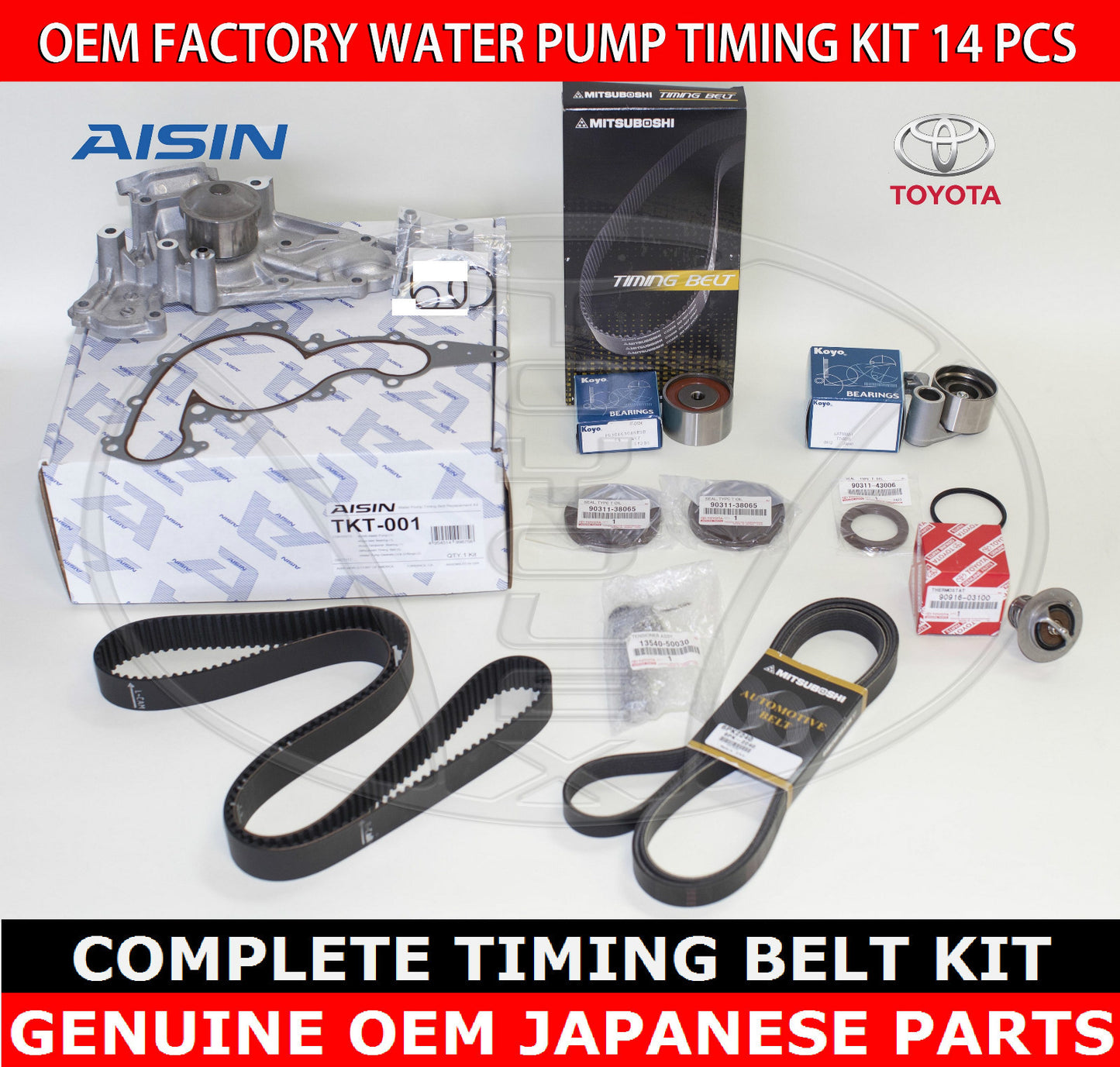 NEW TOYOTA TUNDRA 4.7 V8 00-04 OEM COMPLETE TIMING BELT WATER PUMP 14 PCS KIT
