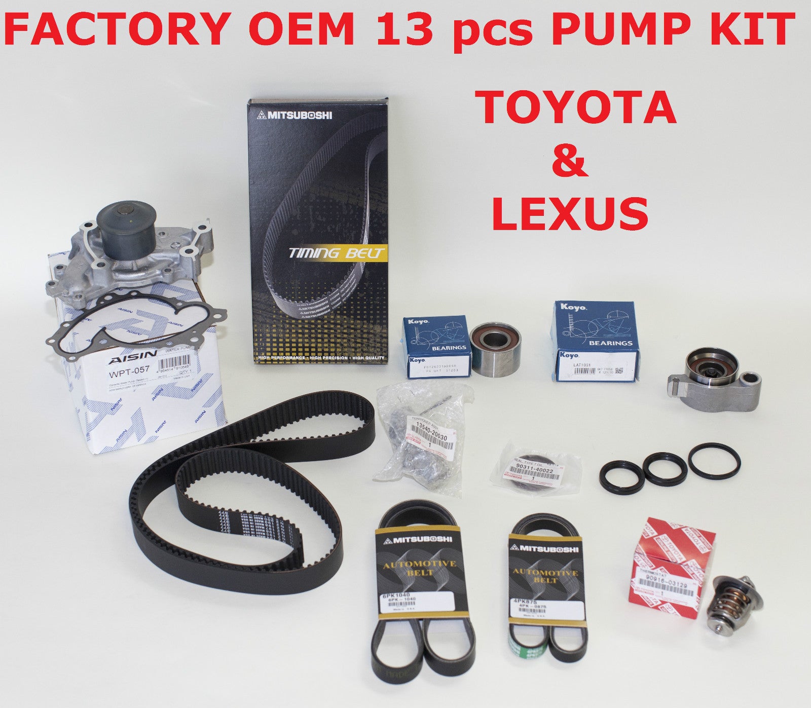 NEW LEXUS ES300 ES330 RX330 TOYOTA CAMRY SIENNA WATER PUMP BELT KIT 3.0 & 3.3
