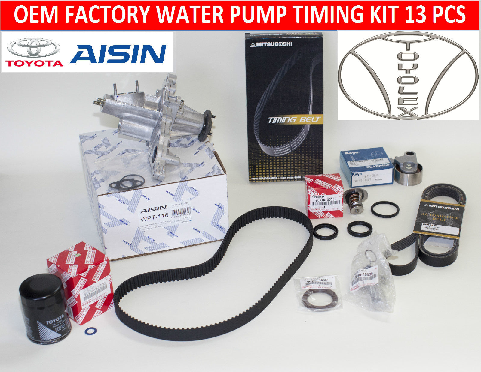 NEW LEXUS IS300 GS300 ALL OEM FACTORY COMPLETE TIMING BELT WATER PUMP KIT 13 PCS
