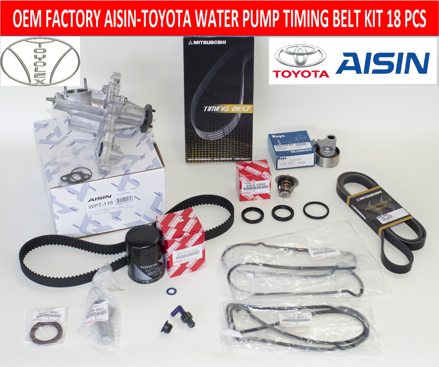 NEW LEXUS GS300 1998-2001 COMPLETE FACTORY OEM 18 pcs TIMING BELT WATER PUMP KIT
