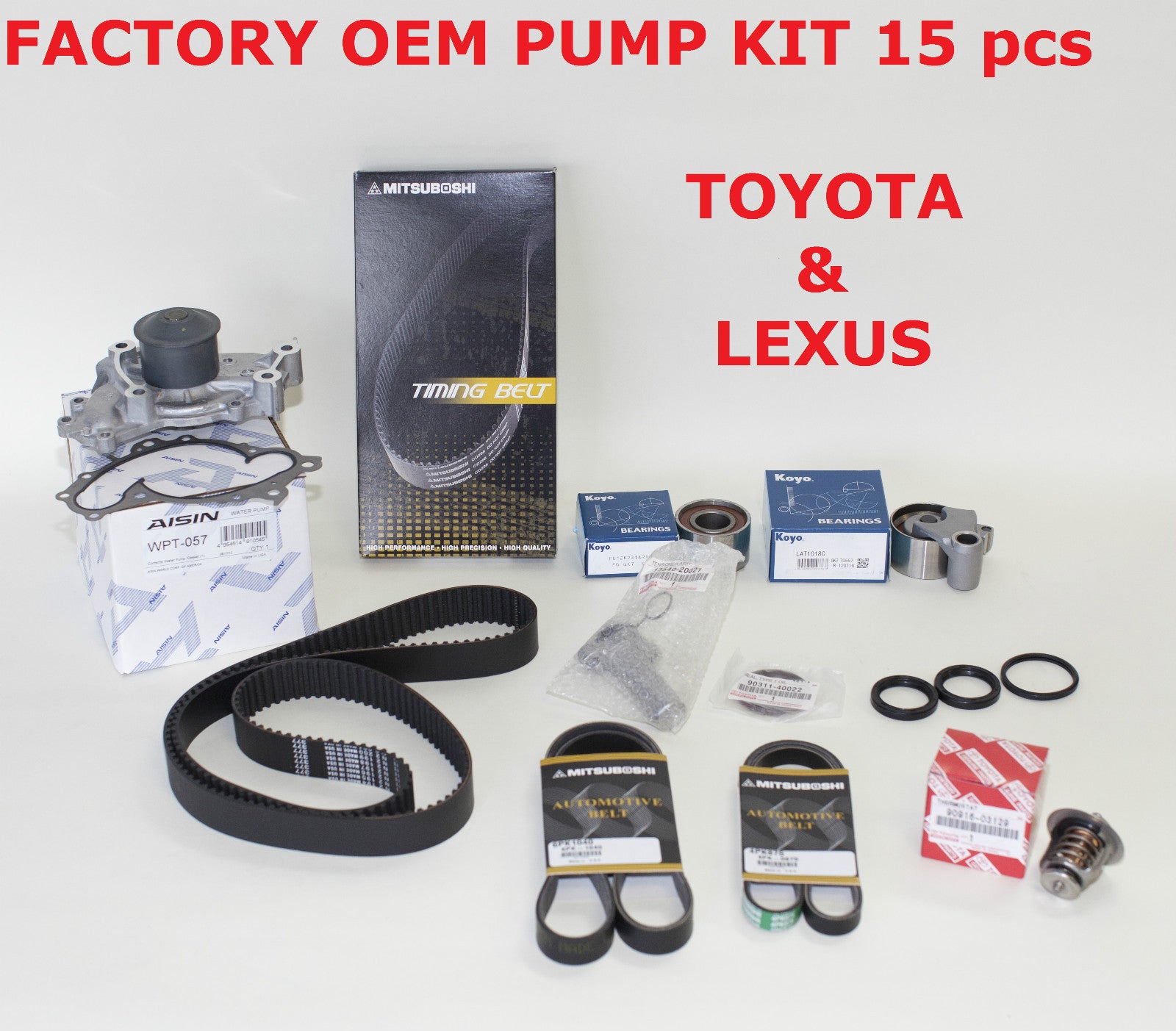 NEW TOYOTA LEXUS COMPLETE FACTORY OEM 15 pcs TIMING BELT WATER PUMP KIT 3.01MZFE