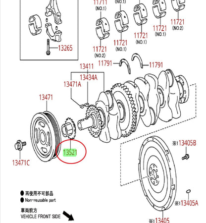 TOYOTA 2.5 2ARFE- 1ARFE 4 CYL FACTORY TIMING CHAIN KIT - SEE DIAGRAM