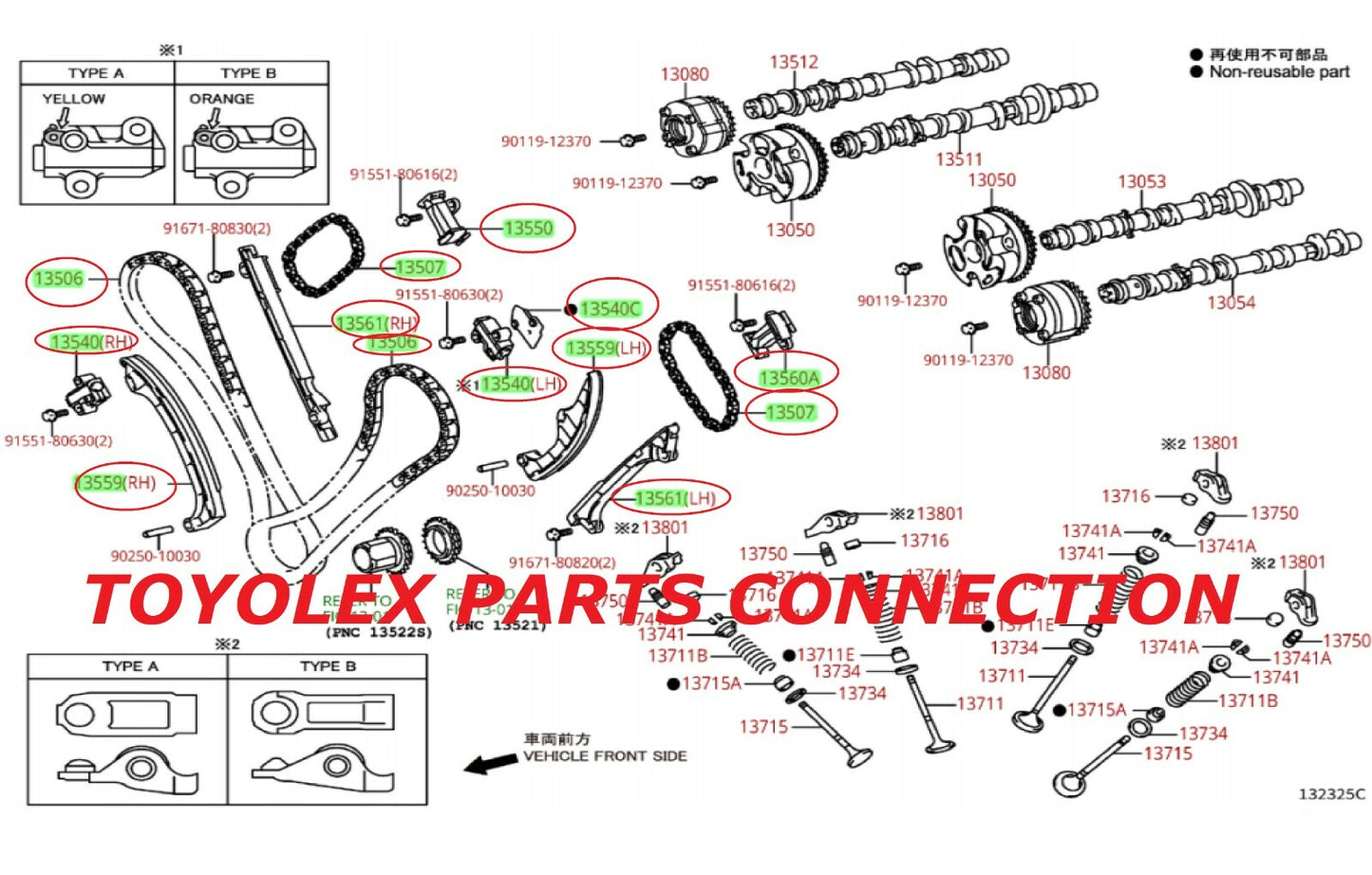 GENUINE TOYOTA & LEXUS OEM TIMING CHAIN KIT 5.7 V8 WITH OIL PUMP KIT - 25 PCS