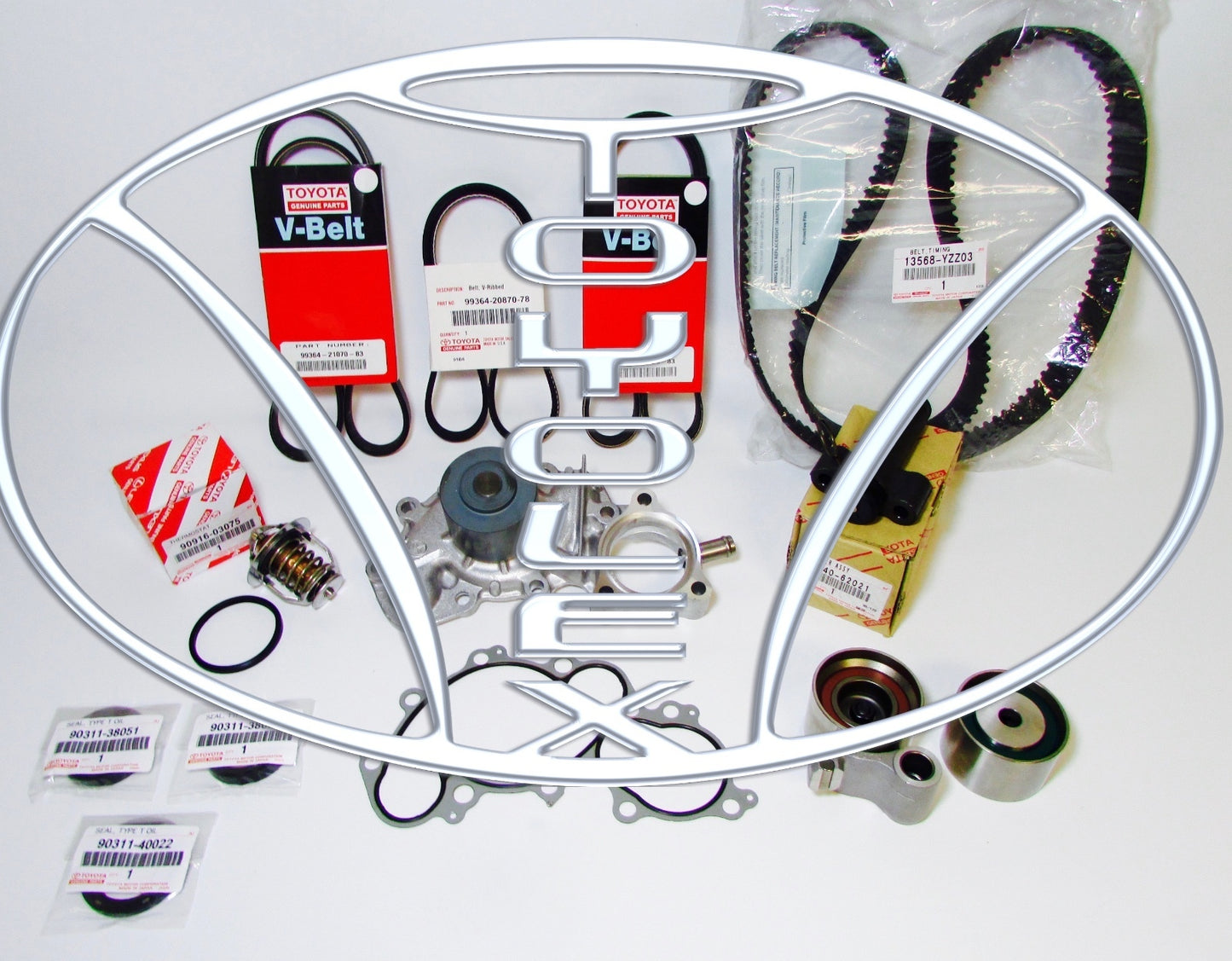 GENUINE TOYOTA 3.4L V6 5VZFE WATER PUMP TIMING BELT KIT TUNDRA TACOMA 20pcs NON OIL COOLER