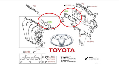 NEW GENUINE OEM TOYOTA HEAD GASKET - VCG - PLENUM & EXHAUST GASKETS 4 PCS TOTAL