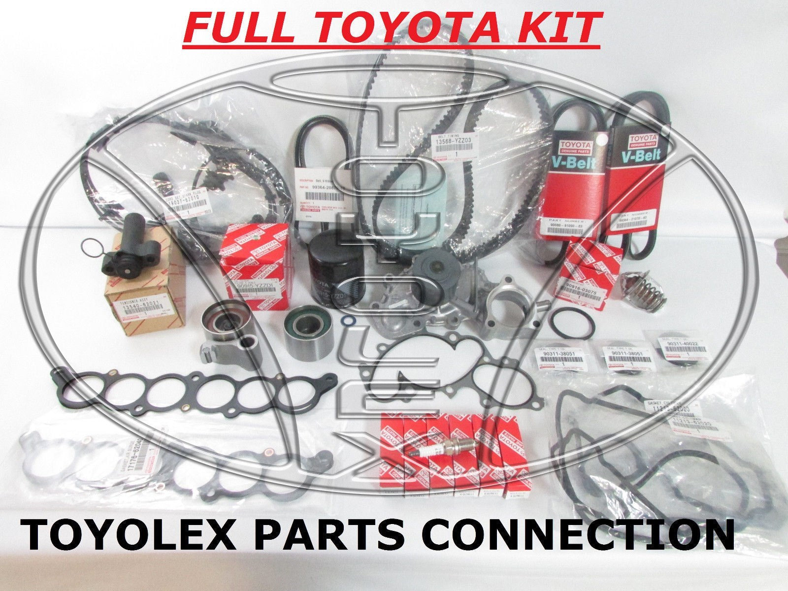 NEW GENUINE TOYOTA OEM 3.4 L 5VZFE V6 COMPLETE 27 pcs TIMING BELT & PUMP KIT