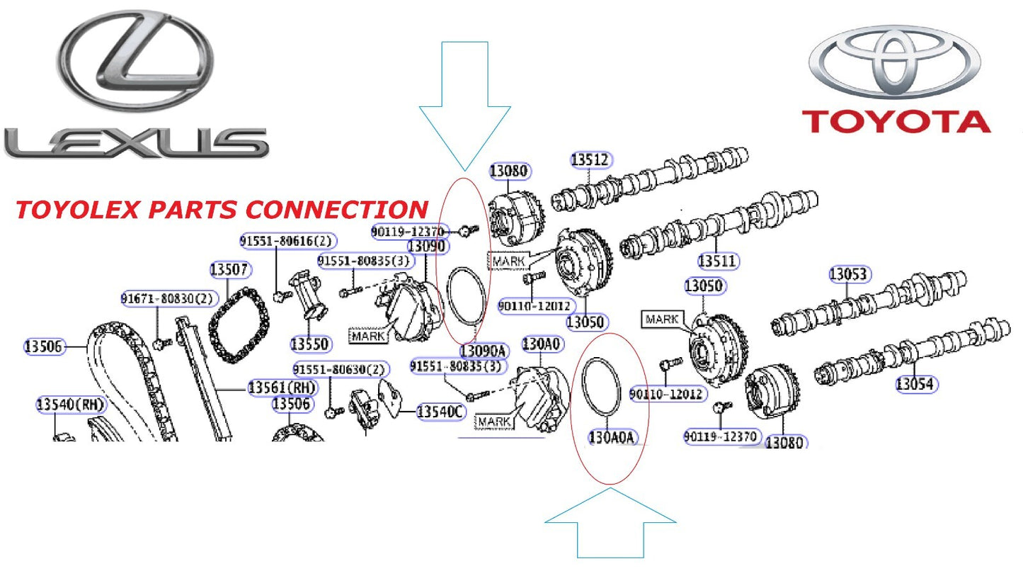 NEW OEM TOYOTA TIMING CHAIN COVER ORINGS (SEE DIAGRAM) 90301-92004 QTY 2