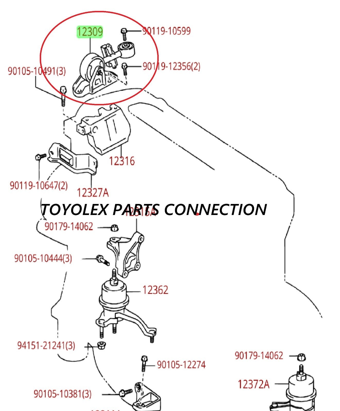 NEW GENUINE OEM TOYOTA CAMRY 2.4 CYL RH SIDE ENGINE DAMPER MOUNT 12309-28161