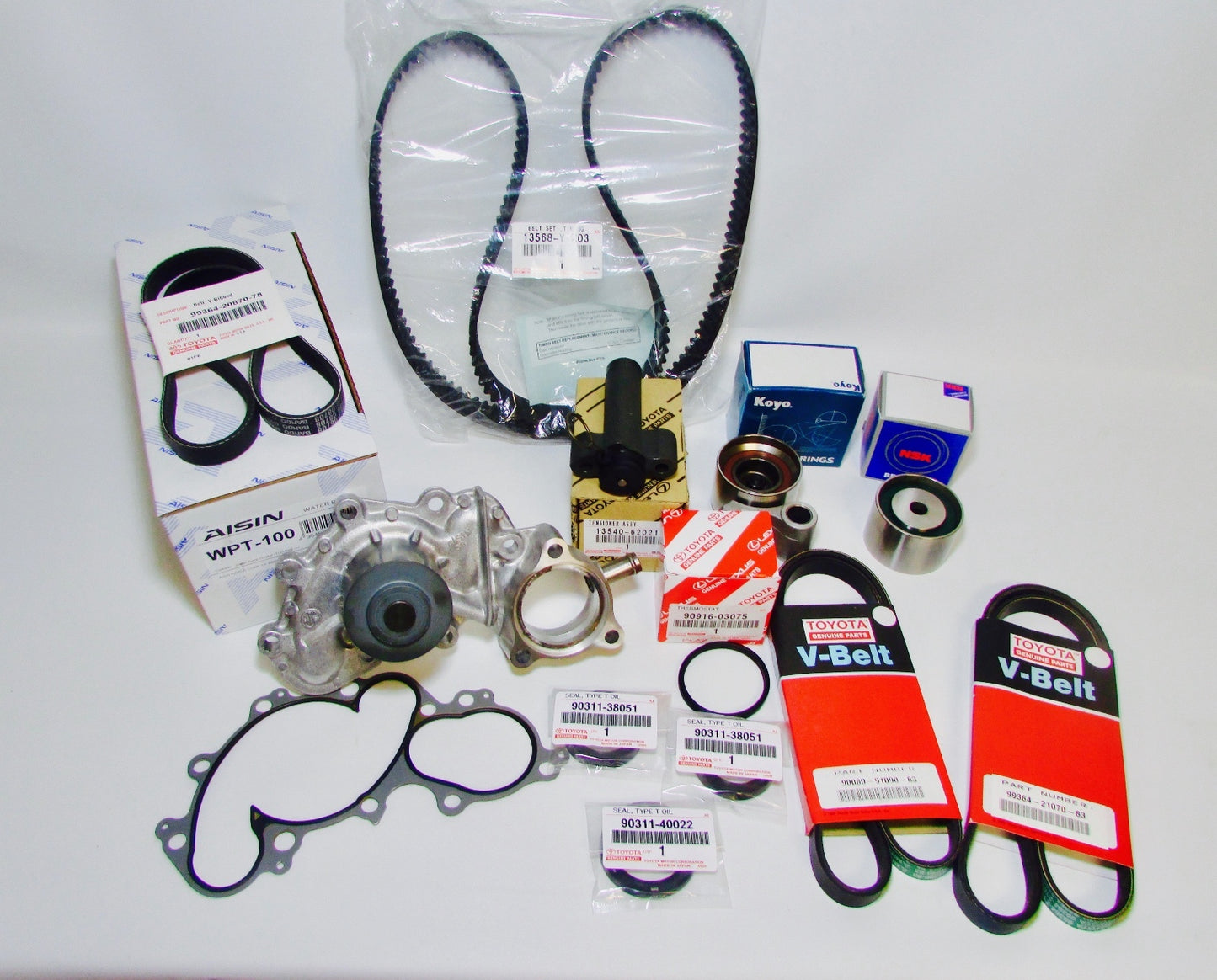 GENUINE TOYOTA 3.4L V6 5VZFE WATER PUMP TIMING BELT 15 PIECE KIT (NO OIL COOLER)