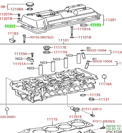 GENUINE TOYOTA 2 & 3RZFE TACOMA VALVE COVER GASKET KIT 11213-75030 & 11193-15010