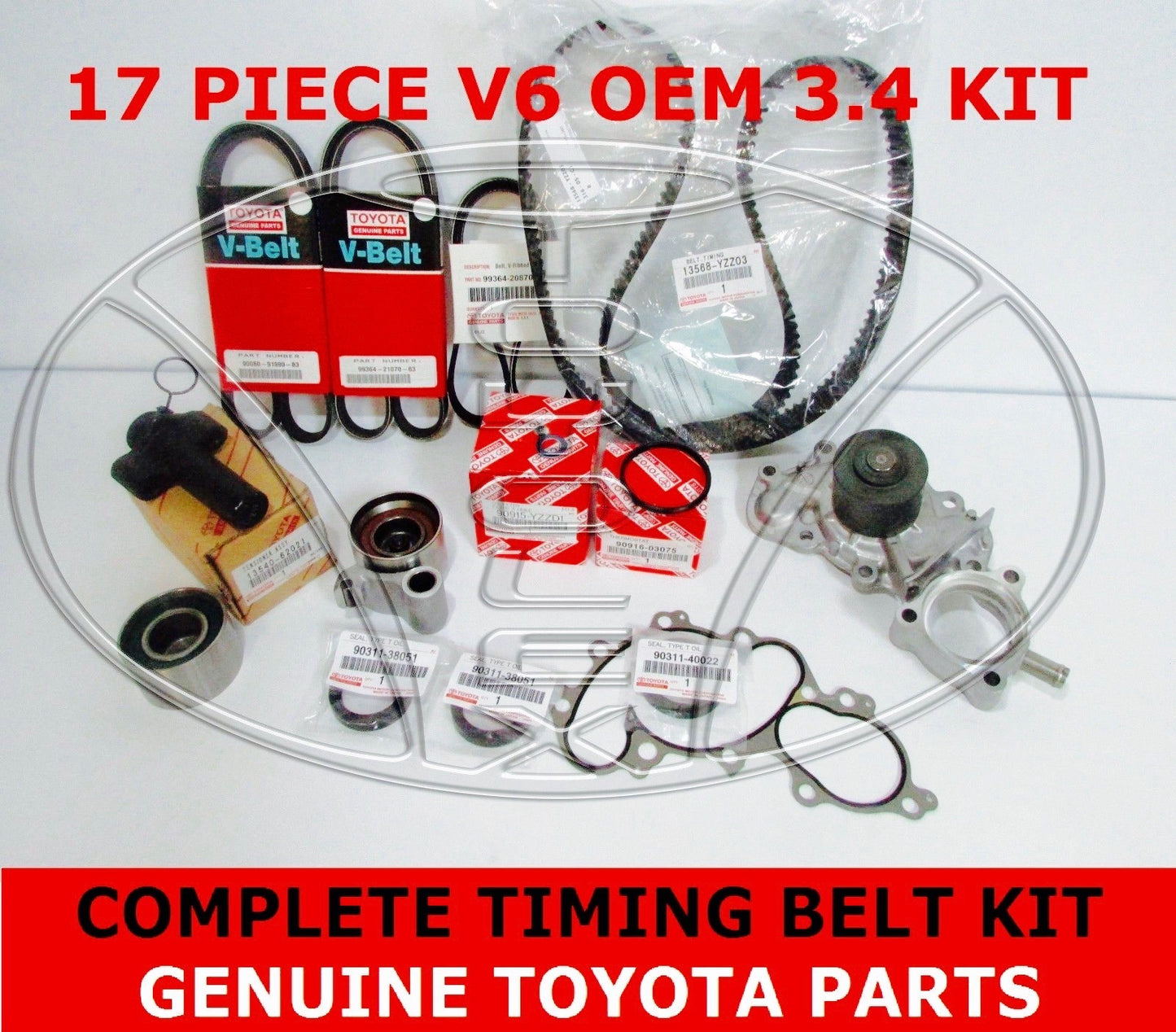 NEW GENUINE TOYOTA TACOMA 95 - 04 3.4 V6 5VZFE WATER PUMP TIMING BELT KIT 17 PC