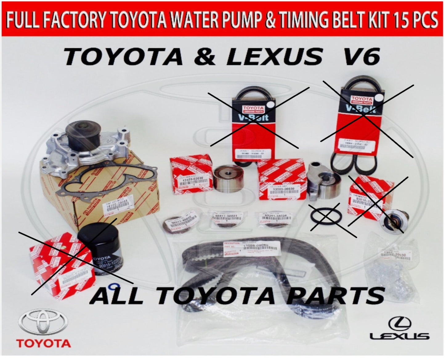 NEW OEM ALL TOYOTA LEXUS TIMING BELT KIT 3.0 & 3.3L V6 1MZFE  3MZFE