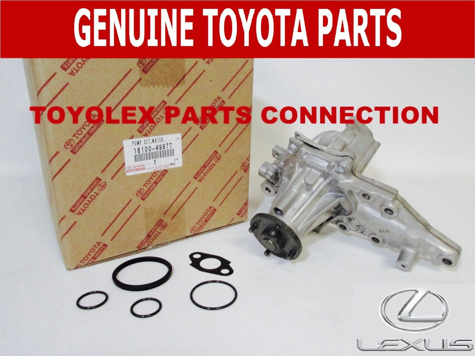 GENUINE TOYOTA 16100-49876-83 WATER PUMP & O-RINGS FOR LEXUS GS300 & IS300 98-05