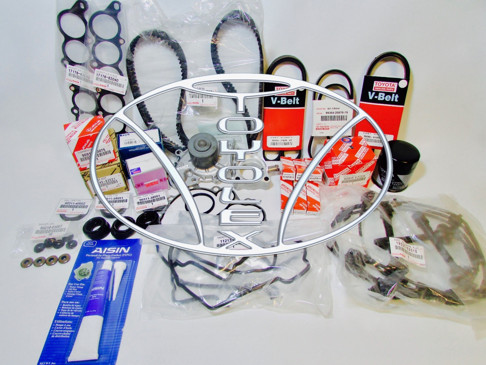 NEW ALL OEM TOYOTA  3.4 LITER 5VZFE V6 COMPLETE 57 pcs TIMING BELT & PUMP KIT