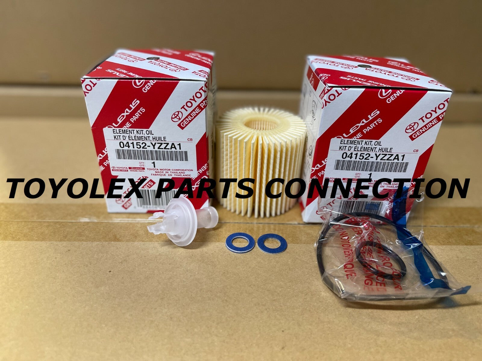 GENUINE TOYOTA LEXUS SET OF 2 OIL FILTERS W/ DRAIN PLUG GASKETS (04152-YZZA1)
