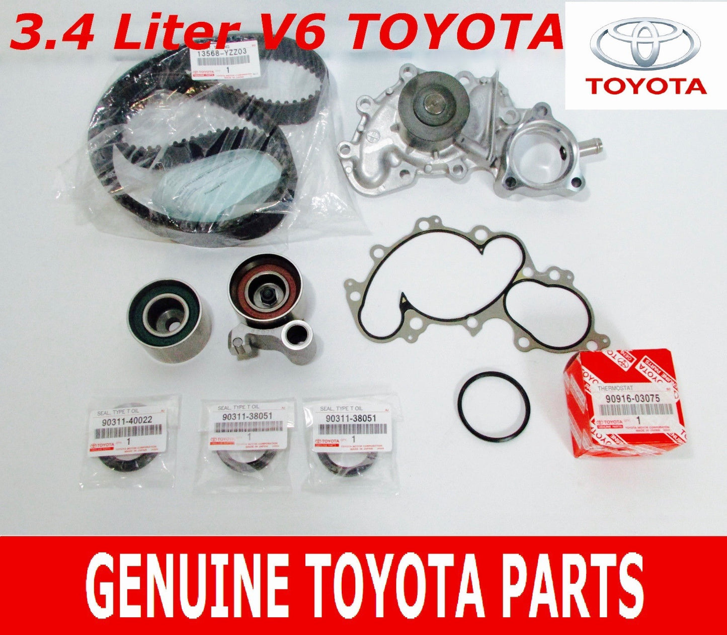 GENUINE TOYOTA  95-04 TACOMA 3.4L V6 5VZFE WATER PUMP TIMING KIT 10 PIECES