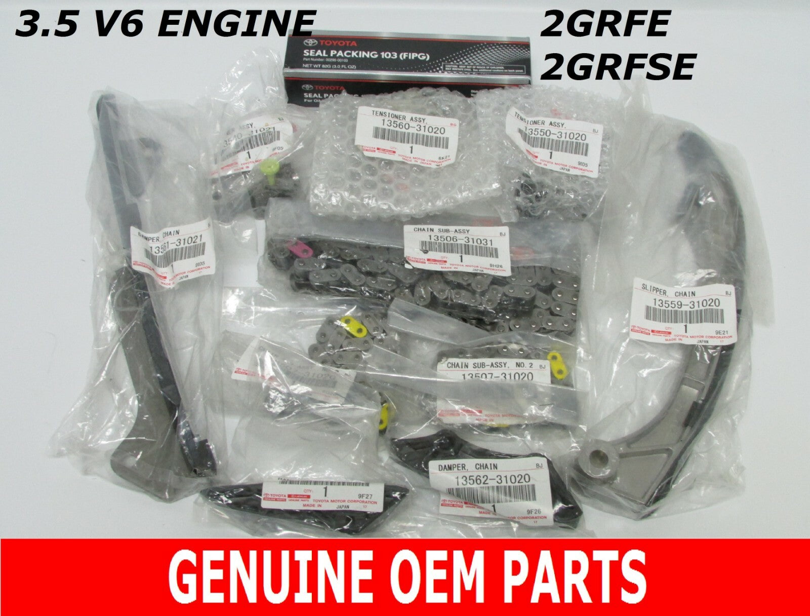 TOYOTA LEXUS V6 3.5 2GRFE & 2GRFSE FACTORY TIMING CHAIN & WPT-137 WATER PUMP KIT