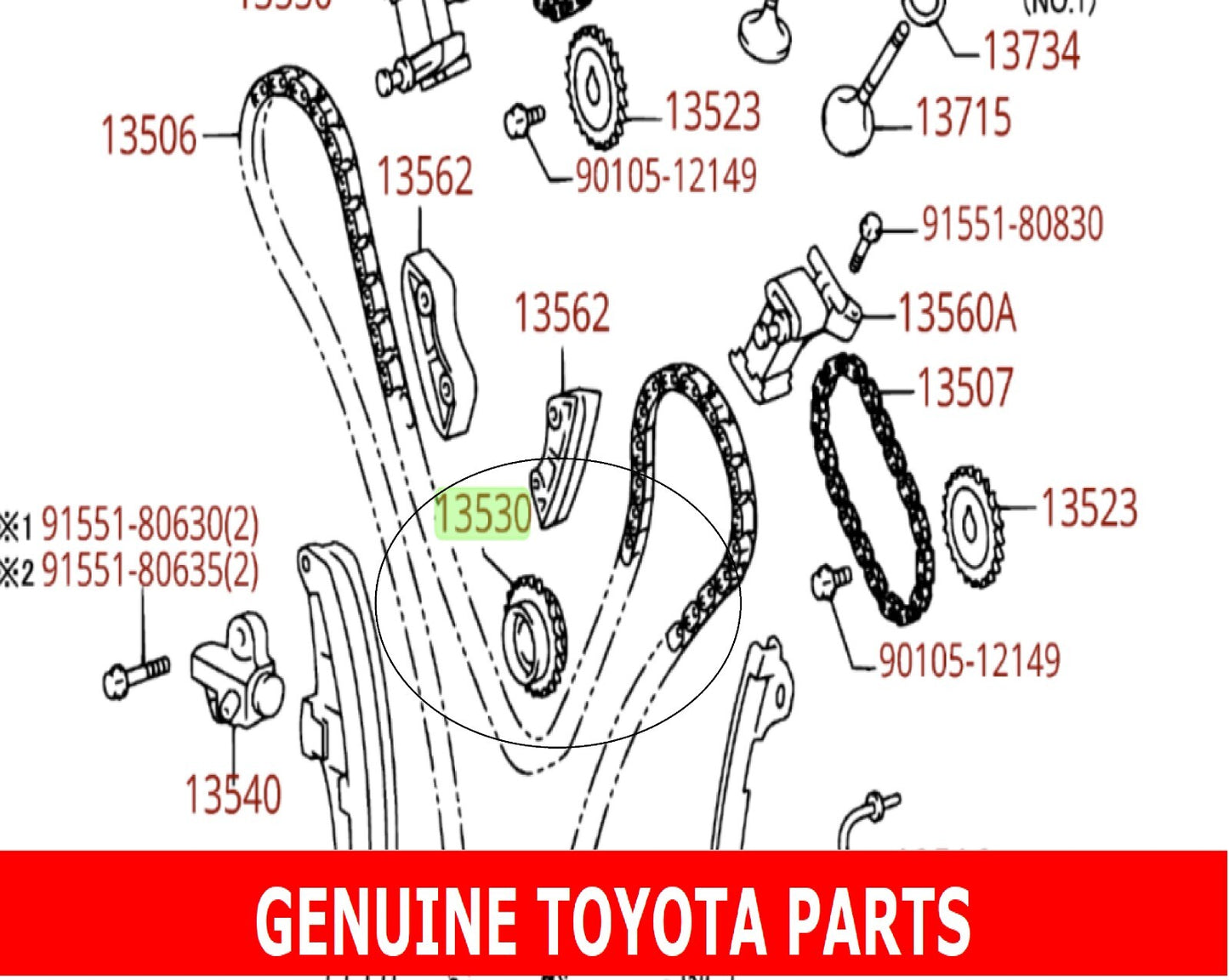 NEW OEM TOYOTA V6 4.0 1GRFE 4RUNNER FJ TACOMA TUNDRA GEAR 13530-0P010