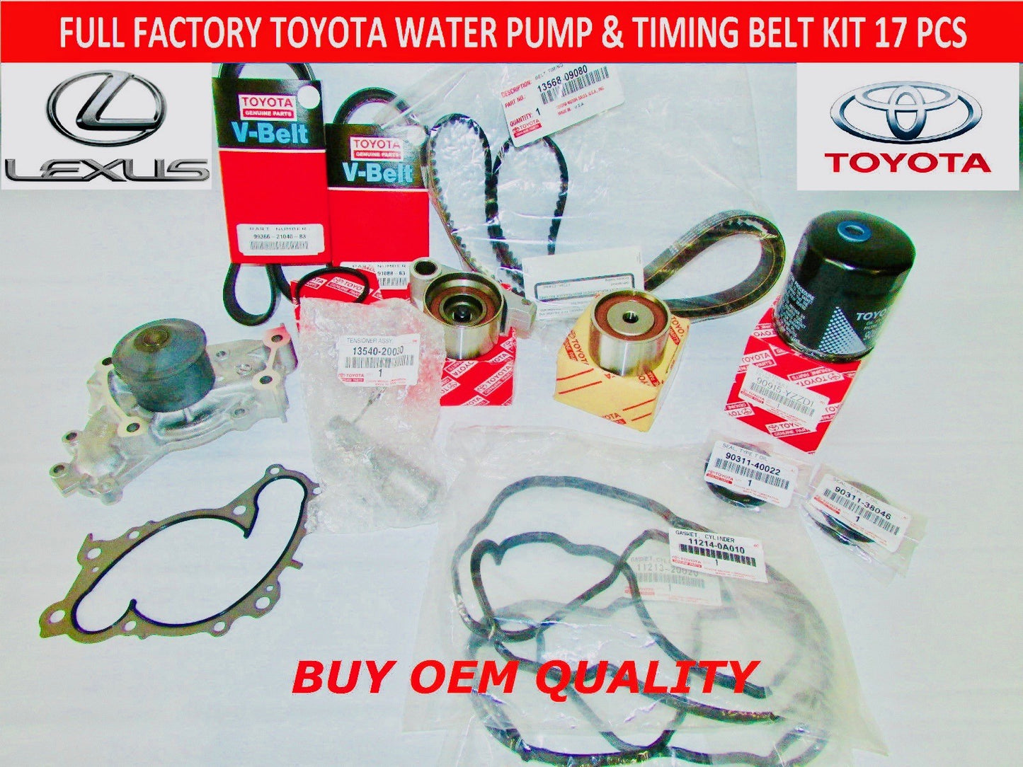 GENUINETOYOTA LEXUS 1MZFE 3MZFE ENGINES TIMING BELT/WATER PUMP KIT