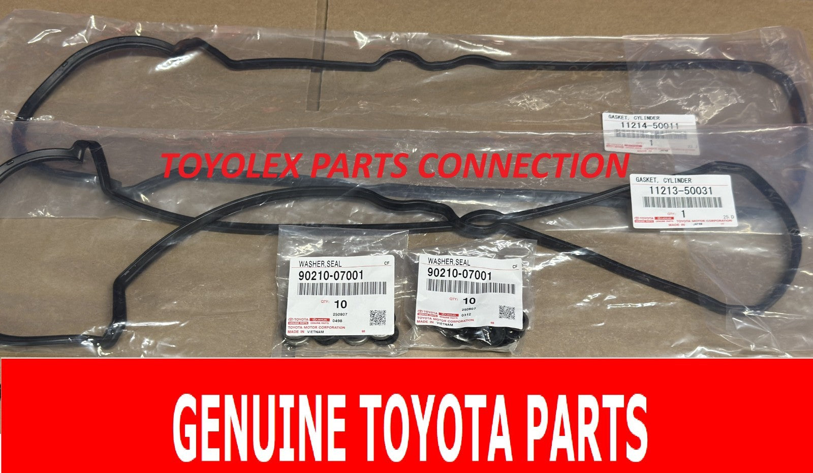 NEW GENUINE TOYOTA VALVE COVER GASKETS, WASHER & SPARK PLUG SEAL SET QTY 28