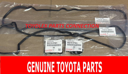 NEW GENUINE TOYOTA VALVE COVER GASKETS, WASHER & SPARK PLUG SEAL SET QTY 28