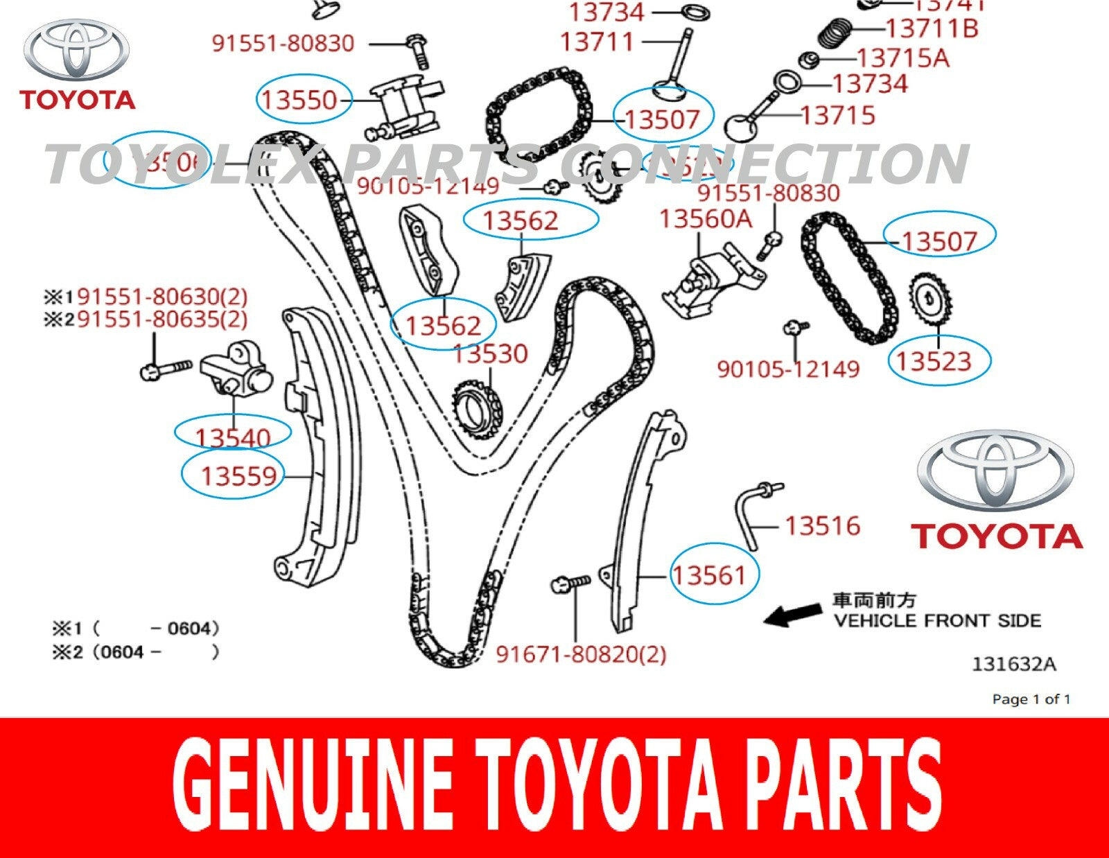 NEW OEM TOYOTA V6 4.0 1GRFE 4RUNNER FJ TACOMA TUNDRA TIMING CHAIN KIT 12 PCS KIT