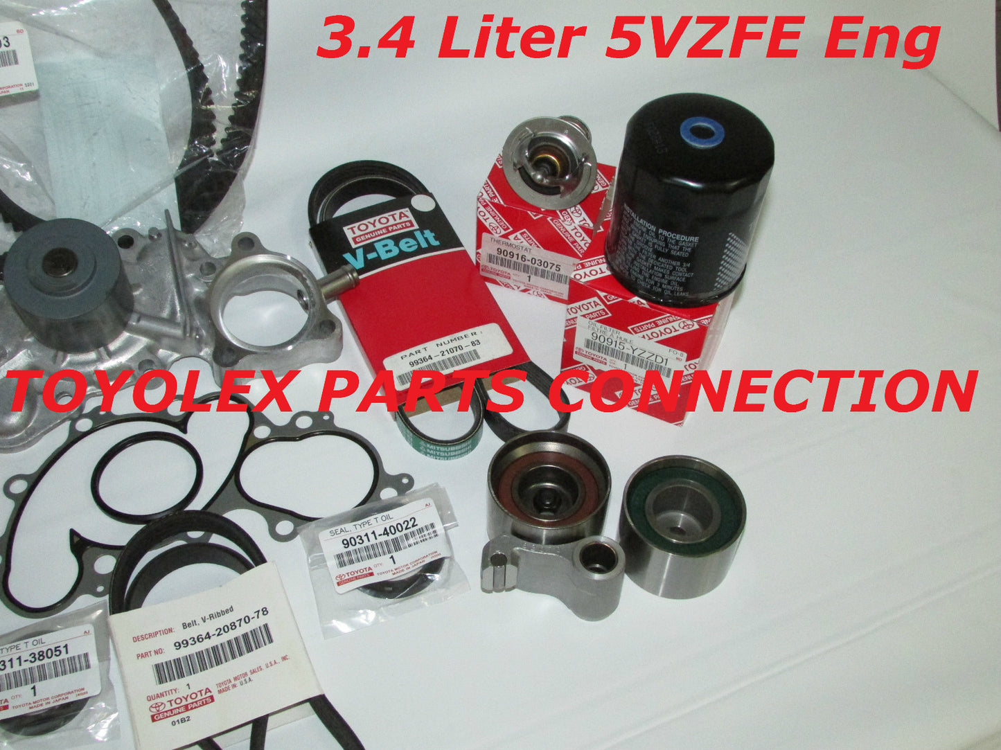 NEW GENUINE TOYOTA OEM 3.4 LITER 5VZFE V6 COMPLETE 19pcs TIMING BELT & PUMP KIT