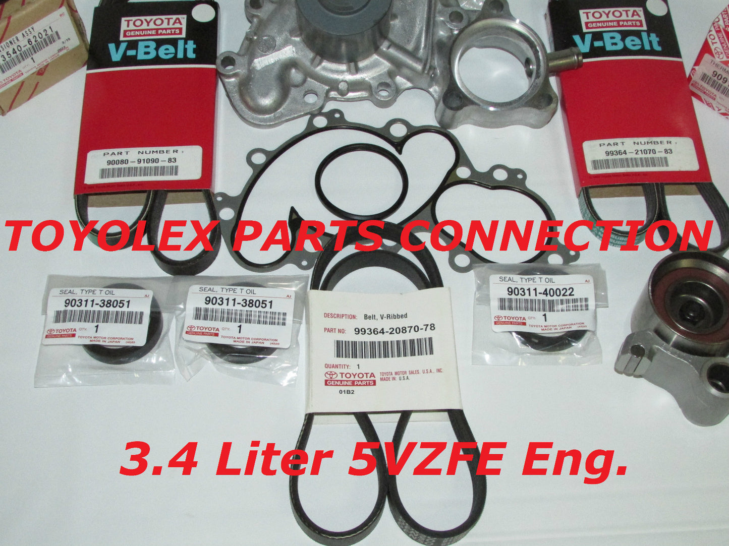 NEW GENUINE TOYOTA 3.4 V6 5VZFE WATER PUMP TIMING BELT KIT 17 PCS 4RUNNER TUNDRA